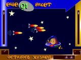 Дурацкая игра про колобка-космонавта. Нужно уберечь колобка от ракет, которые, по-видимому, пускают в него его преданные поклонники. Тупость этой игры показывает, какой же из колобка пилот.