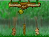 Два медвежонка играют в мячик. Нужно перекидывать его через ограждение так, чтобы соперник не смог словить. Т.е. упрощенный волейбол