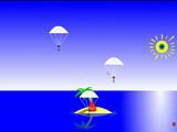 Управляя ветром, нужно приземлить парашютистов на островок посреди океана
